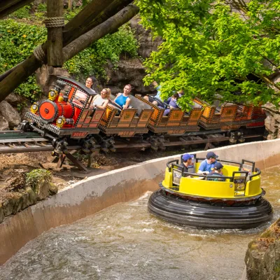 Runaway Mine Train adjacent to Congo River Rapids