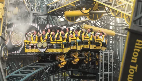 Close-up of The Smiler rollercoaster at Alton Towers Theme Park