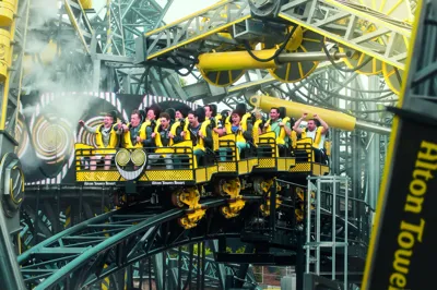 Close-up of The Smiler rollercoaster at Alton Towers Theme Park