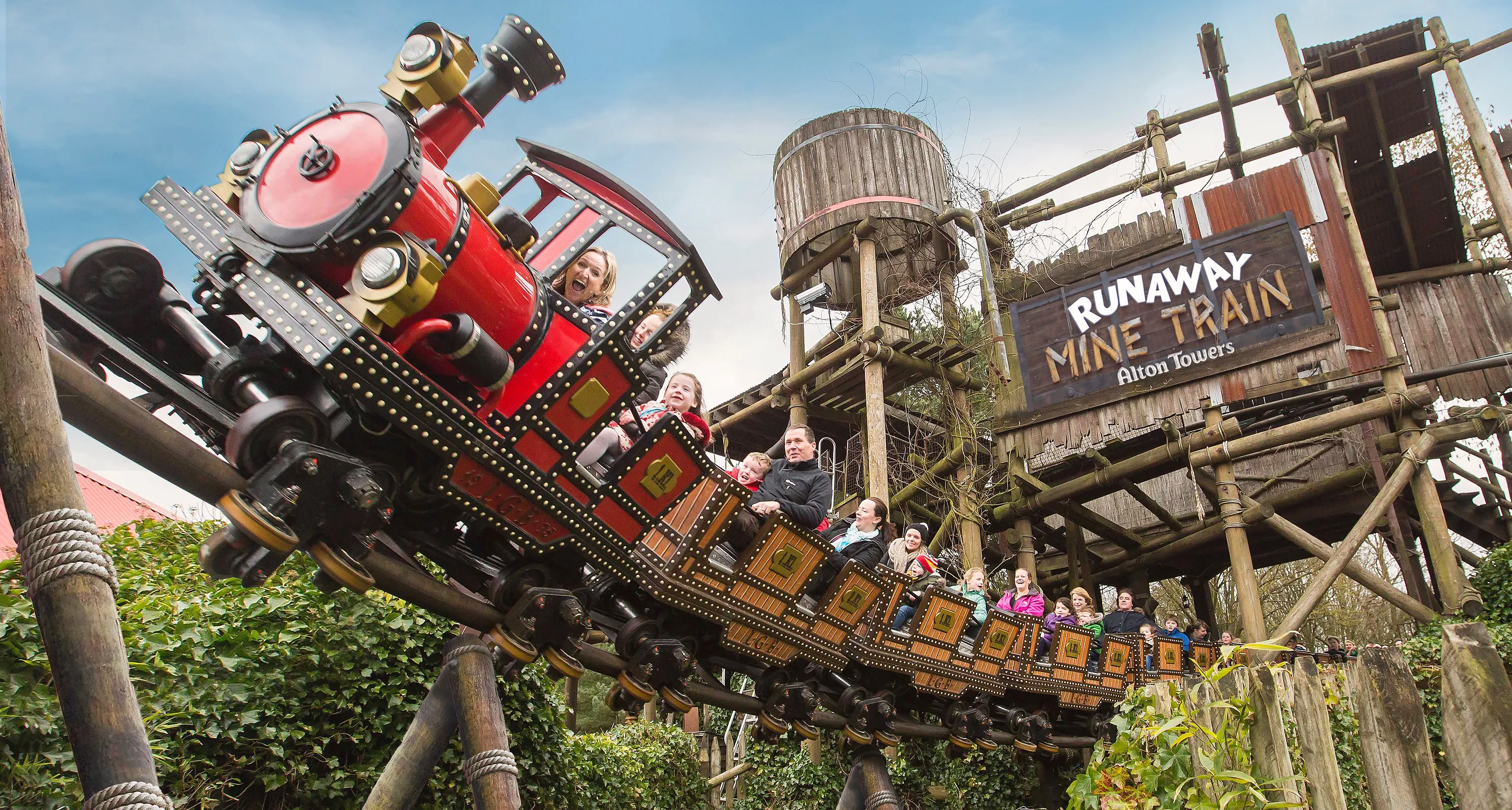 Runaway Mine Train Theme Park Ride at Alton Towers Resort.